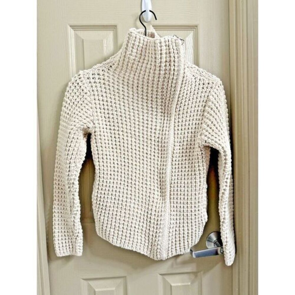 GAP Women's Small Chunky Knit Moto Sweater Jacket Cotton‎ Heavy Pockets Beach